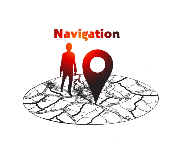 GPS.navigator pin mock up with map on white background