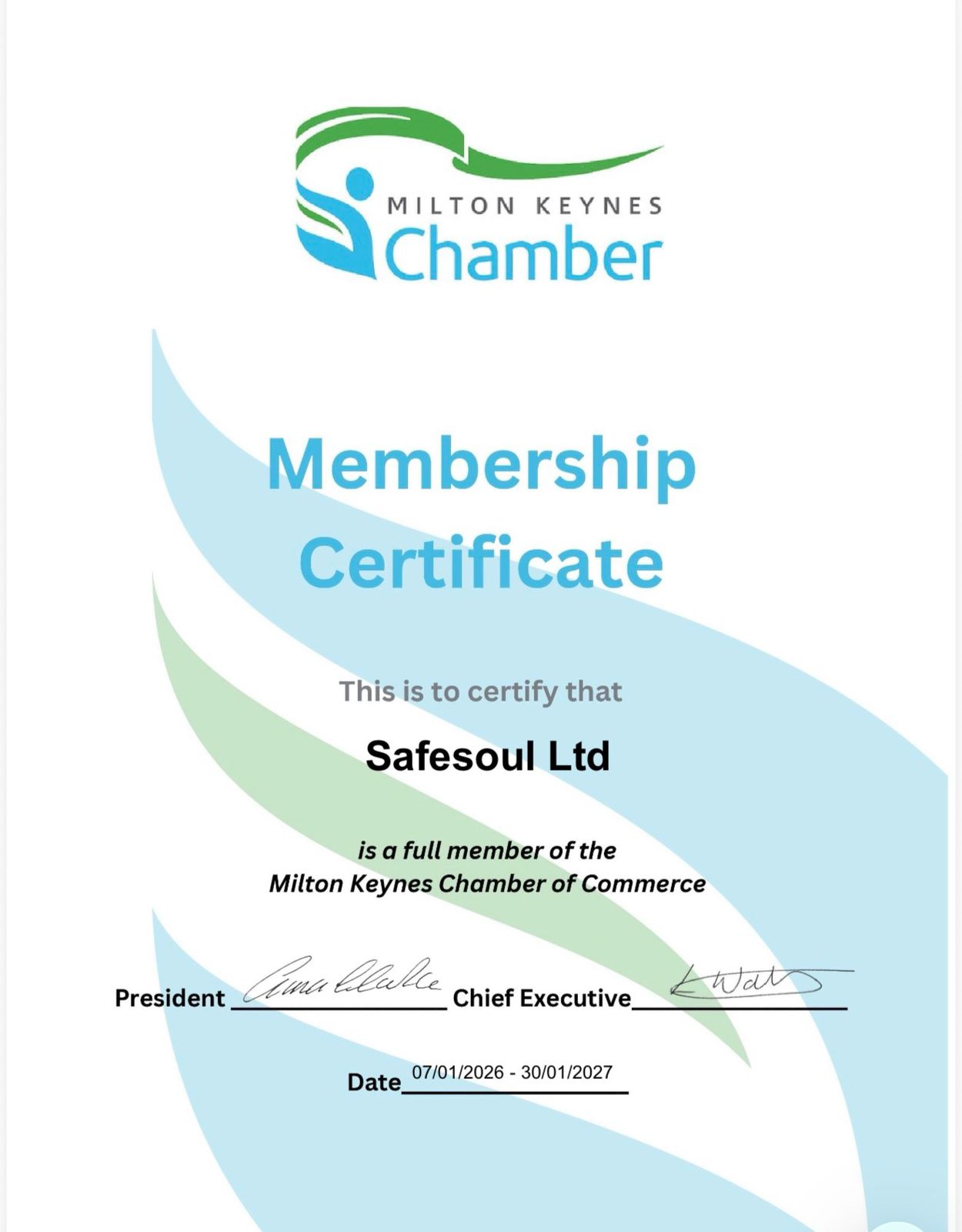 Safesoul Ltd — Milton Keynes Chamber of Commerce Membership